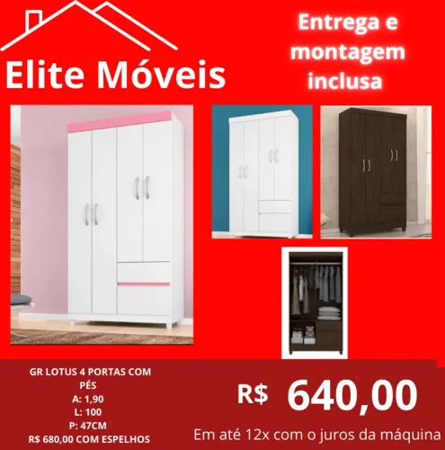 COM A MONTAGEM E A ENTREGA GUARDA ROUPA NOVO NA CAIXA COM GARANTIA DE FABRICA.