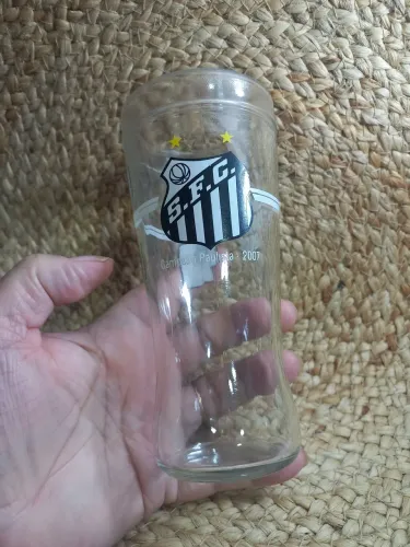 Copo de Vidro Santos F.C. * RETRO * Campeão Paulista 2007 - Colecionável