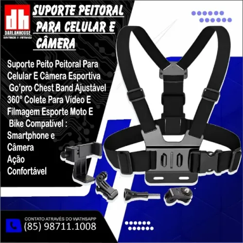 Suporte Esportivo Peito Peitoral Para Celular E Câmera Gopro