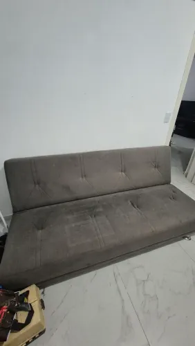 Sofá-Cama Retrátil/Reclinável Suede Cinza