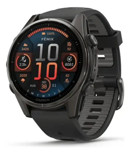 Relógio Garmin Fenix 8s Safira Carbon Gray Dlc Titânio 43mm Relógio Garmin Fenix 8s Safir