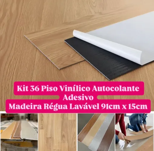 Piso Vinílico Autocolante Adesivo Madeira Régua Lavável