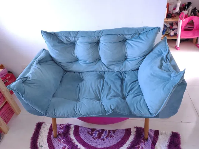 Sofá namoradeira Opala azul turquesa