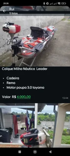 Caiaque e motor