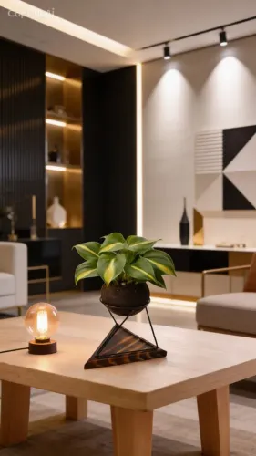 Suporte em madeira para plantas- estilo minimalista
