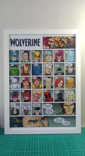 quadro wolverine personalizado moldura branca