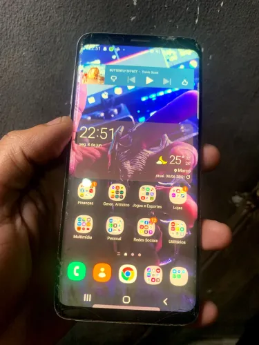 GALAXY S9, 128GB - trincado porém funcionando