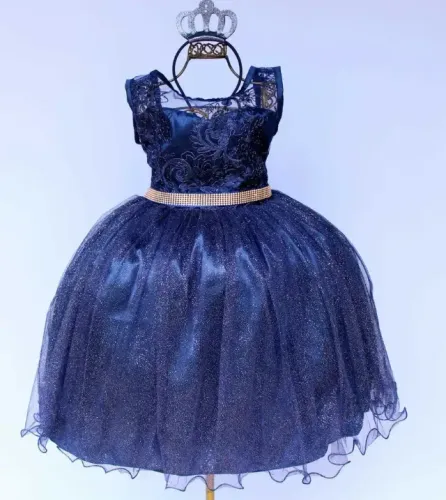 Vestido Infantil Festa Casamento Daminha AZUL