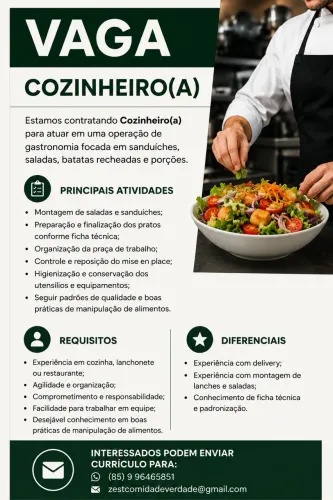 Cozinheiro (a) - Saladeria/ Sanduíches