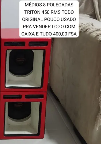 2 Médios 8 POLEGADAS TRITON 450 RMS NA CAIXA, TODOS ORIGINAIS EM PERFEITO 400,00 