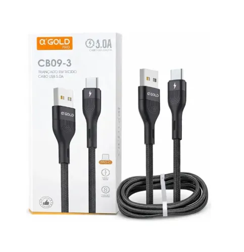 Cabo Carregador Turbo Usb C 5A 1 Metro A'Gold