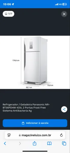 Geladeira panasonic 