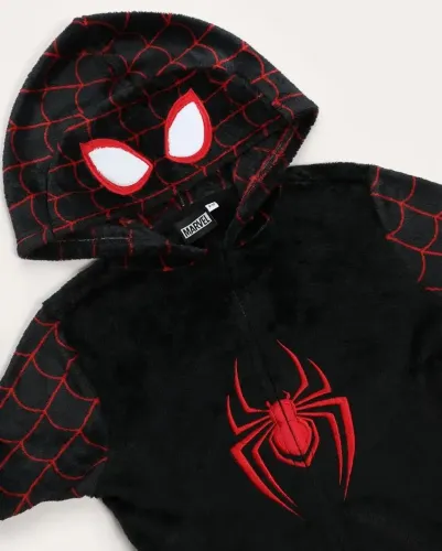 Macacão Pijama Infantil Fleece Marvel Homem-Aranha Miles Morales (Tam 5-6 anos)