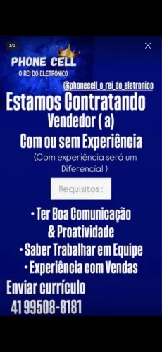 Contrata atendente em loja de Celulares  ?