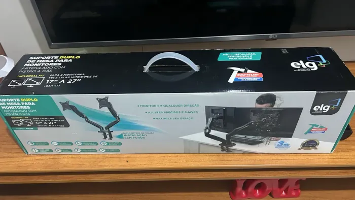 Suporte Duplo ELG F160N para 2 Monitores 17" a 27" com Pistão a Gás