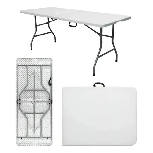 Mesa Dobrável Vira Maleta Com Alça Portátil 1.80m Para Camping Pesca Jardim Área Externa