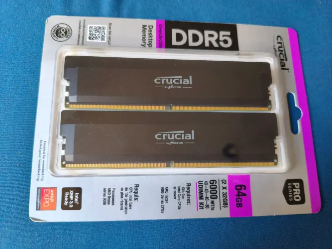 (Novo Lacrado) Kit Memória RAM DDR5 64GB 2X32GB Crucial 6000MHZ CL40
