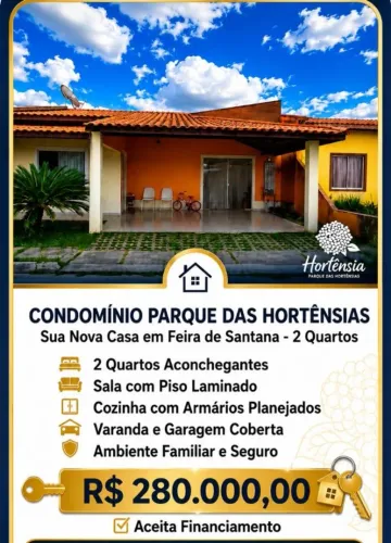 Casa de 2/4 no condomínio parque das hortências 