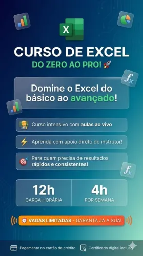Excel básico ao avançado | PRO - Aulas individuais e Personalizadas