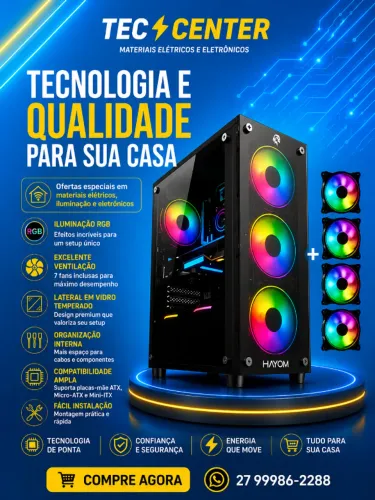 Gabinete Gamer 4 fans RGB Hayom