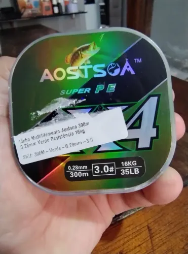Vendo linha multifilamento AOSTSOA PE 4 Fios 300M..0,28mm VERDE Resistência 16kg X4.