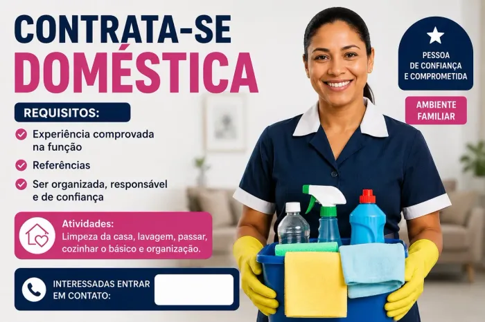 Doméstica Mensalista | R$ 3.000 + Auxílio Combustível