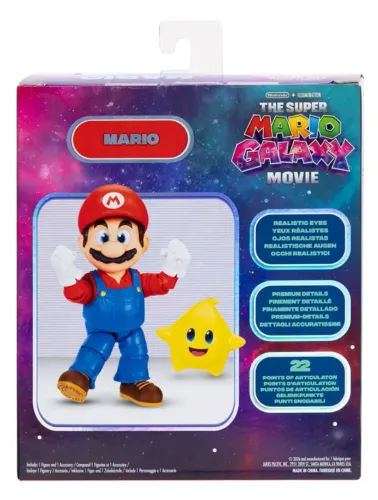 Boneco Articulado Mario Bros de 12cm Com Estrela | Mario Galaxy Movie