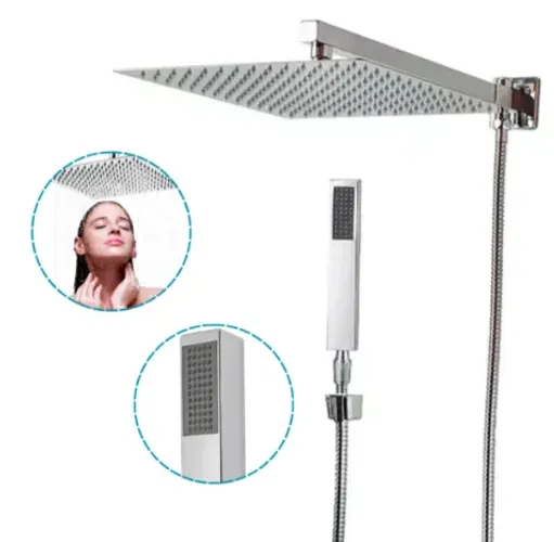 Ducha Slim Chuveiro Quadrado Inox Cromado 20x20 C/ Desviador