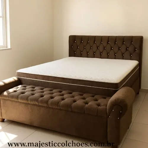 Colchão Massageador com Base Box e Cabeceira Majestic