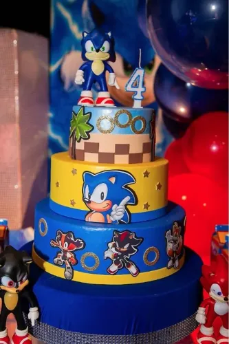 Bolo fake sonic aniversário 