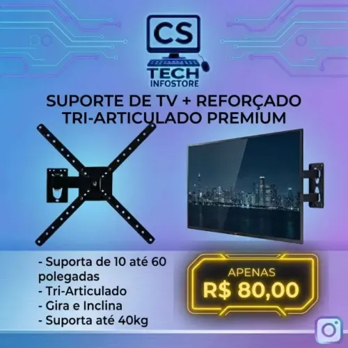 Suporte De Tv e Monitor De 10 a 60 Polegadas - Tri Articulado | Suporta até 40KG | Gira