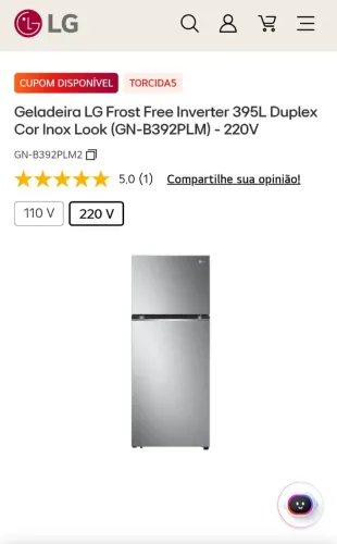 Geladeira LG Frost Free Inverter 395L Duplex Cor Inox Look (GN-B392PLM) - 220V