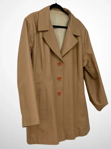 Casaco blazer de couro legítimo caramelo importado da Argentina vintage