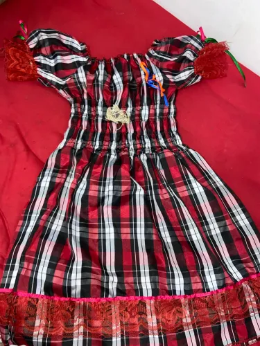 VESTIDO FESTA JUNINA VERMELHO ADULTO