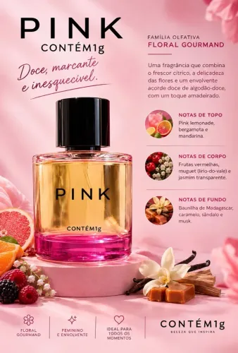 Perfume Pink Contém1g Deo Parfum Feminino 100ml - Floral Gourmand, Doce e Marcante