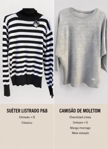 CASACOS, BLAZERS E SUÉTERES A PARTIR DE R$39 cada