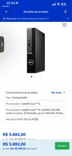 Dell Optiplex 7020 16Gb de RAM Ddr5