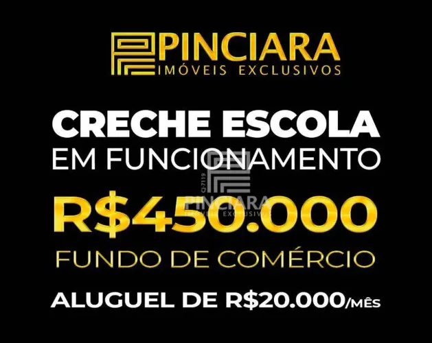 Creche/Escola em funcionamento à Venda R$ 450 mil com Fundo de Comércio ou Aluguel R$ 20.