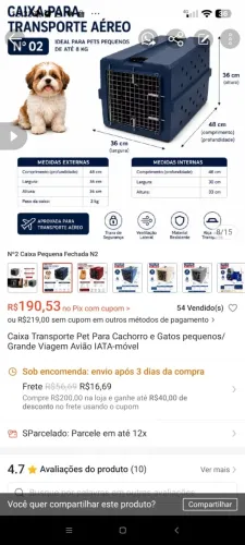 Caixa de Transporte IATA-vÔos gol/tam/latam Cachorro e gatos Nº1 A Nº8-SP X AC