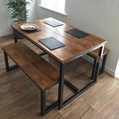 Mesa Industrial com Bancos - 200x60cm