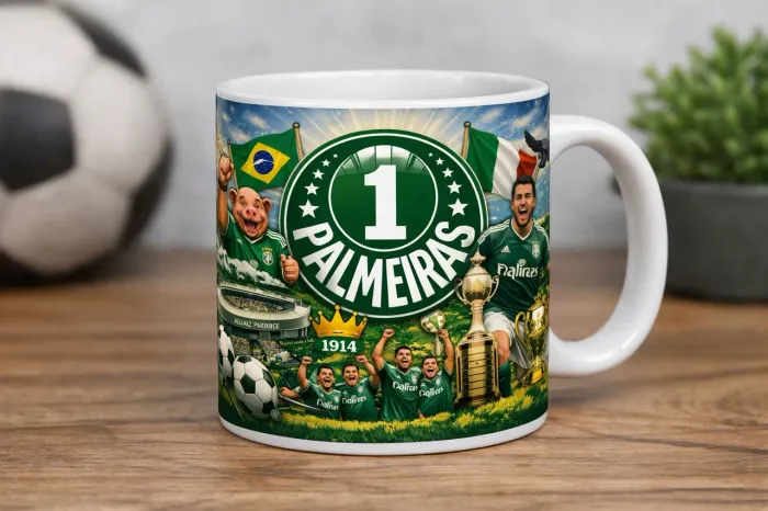Caneca porcelana palmeiras 325 ml