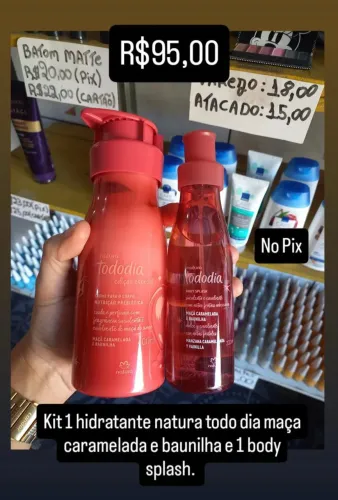 Kit natura 1 body splash e 1 hidratante maça caramelada e baunilha