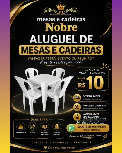 ? ALUGUEL DE MESAS E CADEIRAS ?