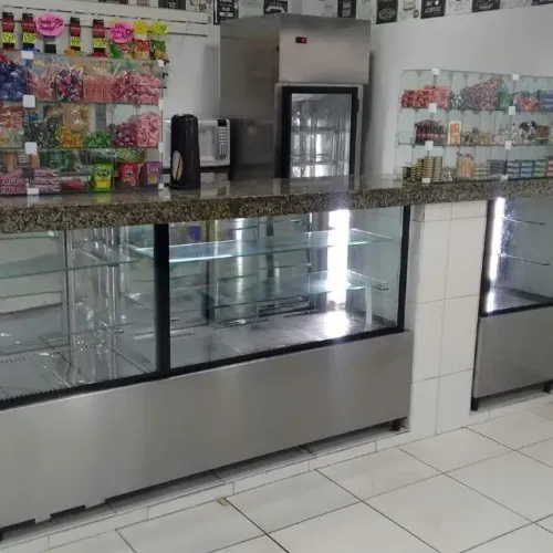 expositora vitrine em inox para bolos