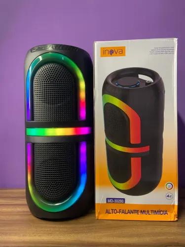 Caixa de Som Alto-Falante Multimídia Bluetooth Led RGB - MD-30280 iNova an5
