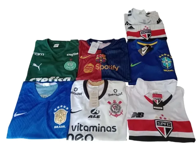 kit 7 camisas infantil de times de futebol para criança