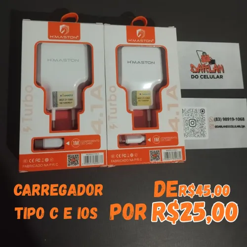 Carregador turbo tipo C e ios (iPhone) promoção