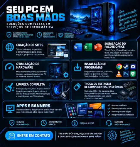 Serviços de Informática | Criação de Sites, Apps, Banners e Manutenção de PCs