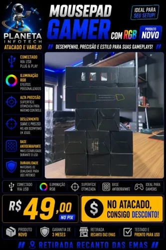 MousePad Gamer com RGB , produto novo ( com garantia )