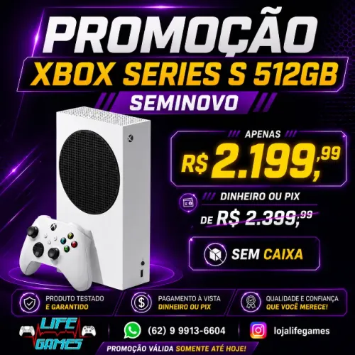 Xbox Series S seminovo com garantia, loja física
